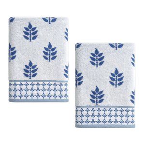 2 brand new BLUE LEAF Style Lounge 100% Cotton 27x54" Bath Towels